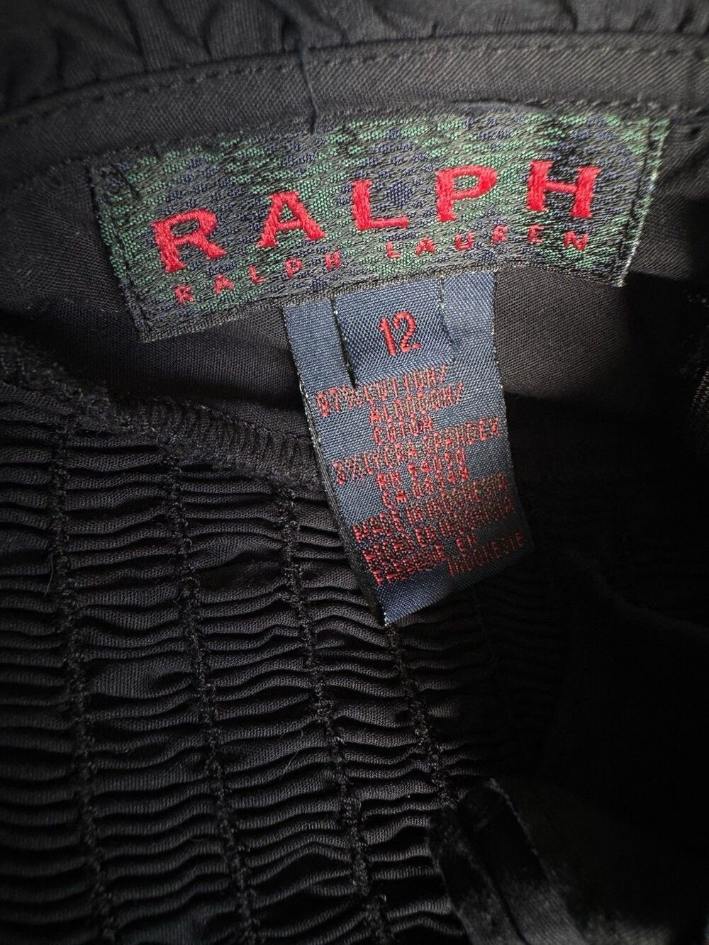 Vintage Ralph Lauren 90s Black Cotton Ruffle Mini Dress Size 12 - Picture 6 of 8
